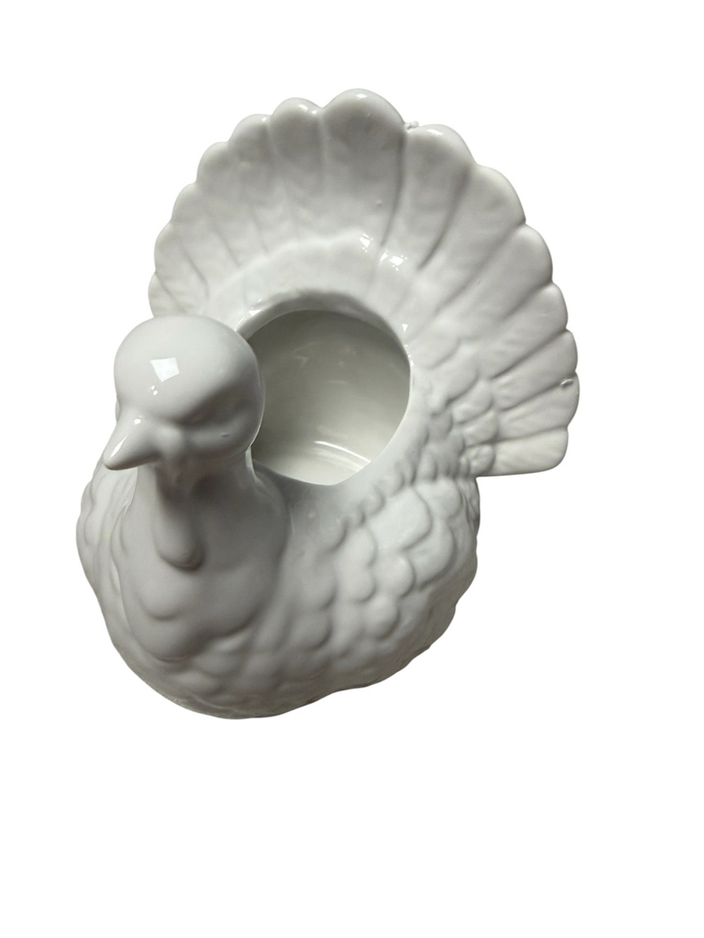 White Ceramic Turkey Serving Bowl - Decorative Table Accent